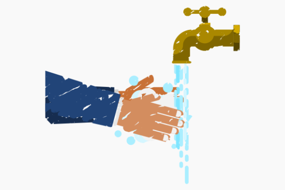 Brush Strokes Washing Hands Under Faucet Graphics