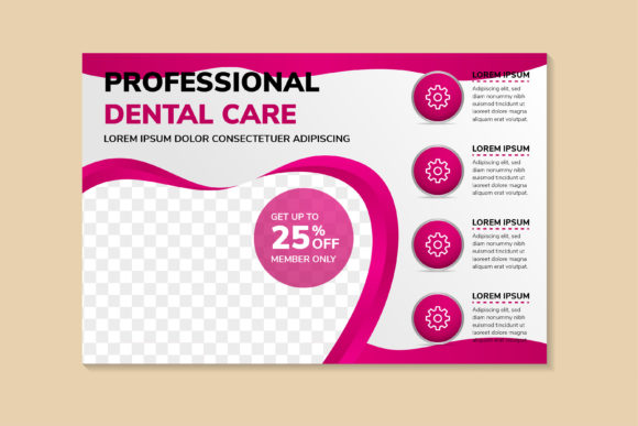 Dental Care Pink Horizontal Flyer Graphics and Print Templates