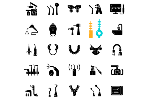 Dentistry Tools Glyph Icons Bundle