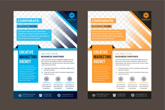 Gold Blue Vertical Flyer Graphics and Print Templates