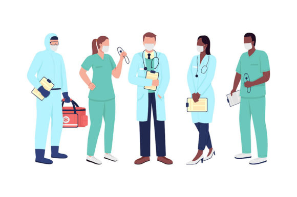 Healthcare Workers Flat Character Set Graphics