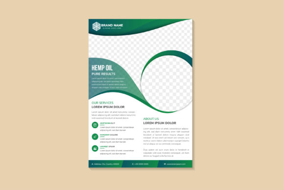 Hemp Oil Vertical Flyer Green Graphics