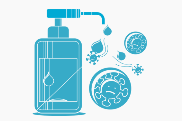 Monochrome Sanitizer Against Coronavirus Graphics