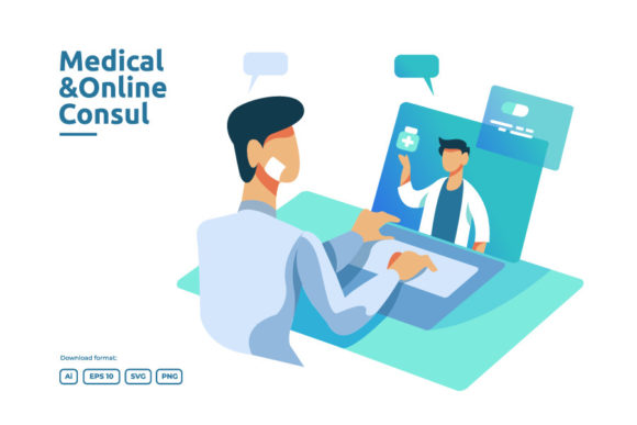 Online Health Care Service Illustration Graphics