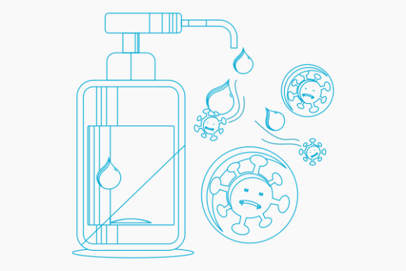 Outline Sanitizer Against Coronavirus Graphics