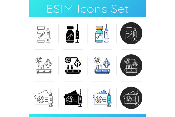 Vaccine Production Icons Set Graphics