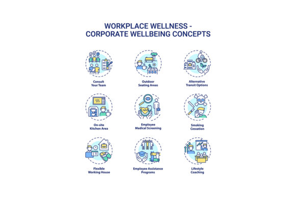 Workplace Wellness Concept Icons Set: Graphics and Icons for Modern Design